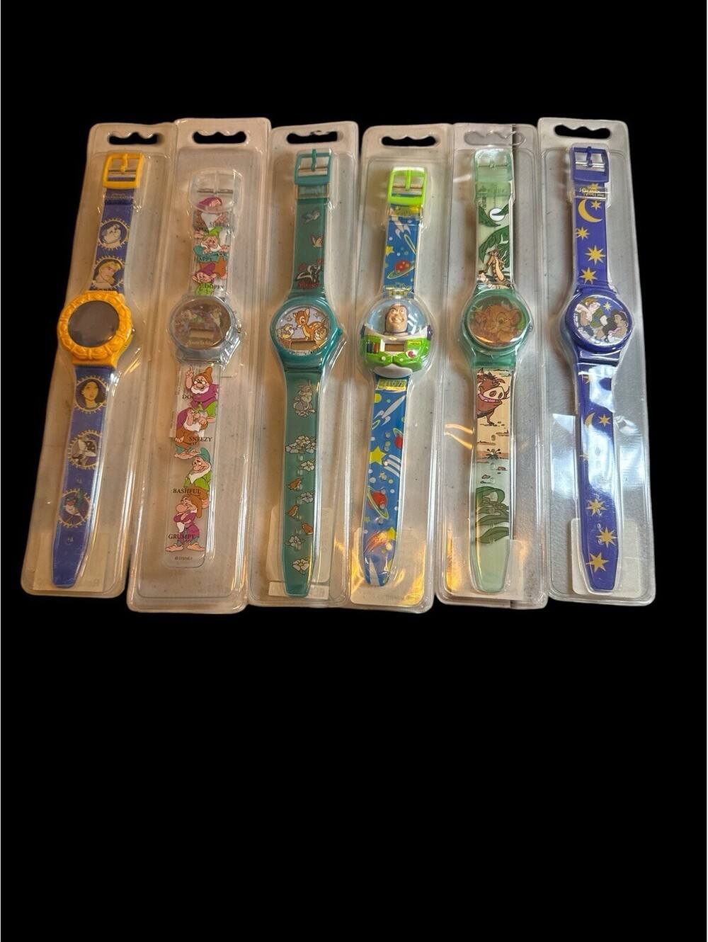 Disney Character Digital Watches 1990's Set of 6 in Blister Packs